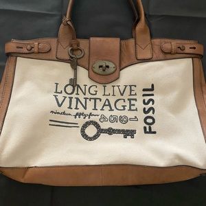 Fossil tote - leather and canvas
